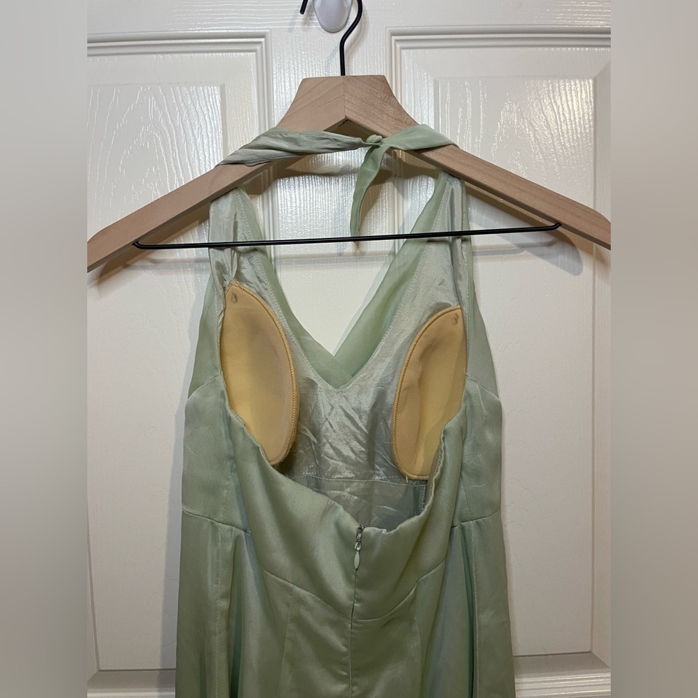 Watters & Watters Sage Green Halter Floor Length Gown Coquette Girl Size 2 - Picture 7 of 9